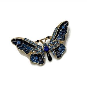 Blue and Gold Toned Butterfly Brooch